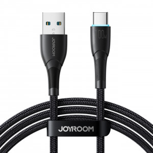 Кабел за зареждане и данни с оплетка JOYROOM Starry SA32-AC6 USB Type A към USB Type C 100W 1m черен - Img 1