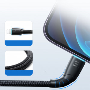 Кабел за зареждане и данни с оплетка JOYROOM Starry SA32-CL3 USB Type C към Lightning 30W 1m черен - Img 13