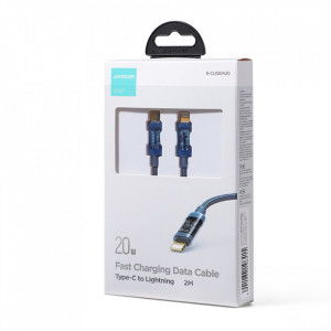 Кабел за зареждане и данни с оплетка JOYROOM USB Type C към Lightning Power Delivery 20W S-CL020A20 2m син - Img 5