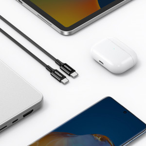 Кабел за зареждане и данни с оплетка UGREEN US557 USB Type C към USB Type C Power Delivery 100W 1m черен - Img 4