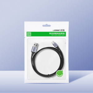 Кабел за зареждане и данни с оплетка UGREEN USB Type A към USB Type C с бързо зареждане 3.0 3A 2m сив (60128) - Img 12
