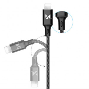 Кабел за зареждане и данни с оплетка WOZINSKY USB Type A към Lightning 2.4A 1m черен (WUC-L1B) - Img 6