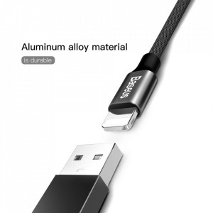 Кабел за зареждане и данни с текстилна оплетка BASEUS Yiven USB Type A към Lightning 1.8m (CALYW-A01) черен - Img 8