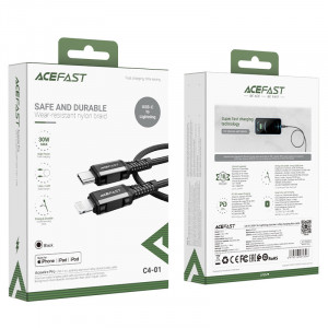 Кабел за зареждане и данни ACEFAST MFI USB Type C към Lightning 1.8m 30W 3A черен (C4-01 C черен) - Img 5