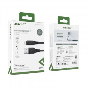 Кабел за зареждане и данни ACEFAST USB Type A към Lightning MFi 2.4A 1.2m (C3-02) черен - Img 5