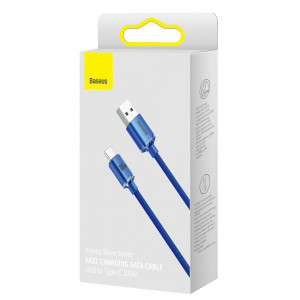 Кабел за зареждане и данни BASEUS Crystal Shine USB Type A към USB Type C с бързо зареждане 100W 1.2m син (CAJY000403) - Img 5