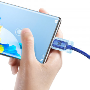 Кабел за зареждане и данни BASEUS Crystal Shine USB Type A към USB Type C с бързо зареждане 100W 2m син (CAJY000503) - Img 4