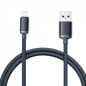 Кабел за зареждане и данни BASEUS Crystal Shine USB Type A към Lightning с бързо зареждане 2.4A 1.2m (CAJY000001) черен - Img 1