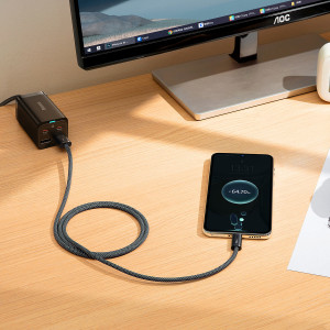 Кабел за зареждане и данни BASEUS Dynamic USB Type A към USB Type C 100W 1m сив (CALD000616) - Img 9