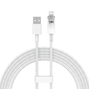 Кабел за зареждане и данни BASEUS Explorer USB Type A към Lightning 2.4A 2m бял (CATS010102) - Img 2