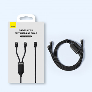 Кабел за зареждане и данни BASEUS Flash II 2in1 USB Type C към 2xUSB Type C с бързо зареждане 100W 1.5m черен - Img 17