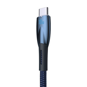 Кабел за зареждане и данни BASEUS Glimmer USB Type A към USB Type C с бързо зареждане 100W 480Mb/s 1m син - Img 4