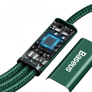 Кабел за зареждане и данни BASEUS Rapid 3in1 USB Type C към USB Type C / Lightning / micro USB 20W 1.5m зелен (CAMLT-SC06) - Img 7