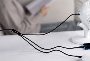 Кабел за зареждане и данни BASEUS Rapid 3in1 USB Type C към USB Type C / Lightning / micro USB 20W 1.5m зелен (CAMLT-SC06) - Img 17