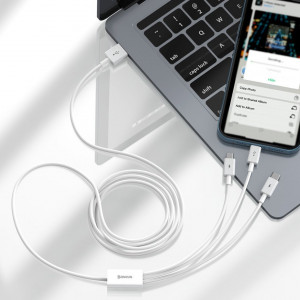 Кабел за зареждане и данни BASEUS Superior USB Type A към Lightning / micro USB / USB Type 3,5A 1.5m син (CAMLTYS-03) - Img 16