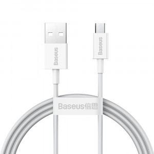 Кабел за зареждане и данни BASEUS Superior USB Type A към micro USB с бързо зареждане 2A 1m бял (CAMYS-02) - Img 1