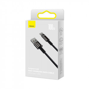 Кабел за зареждане и данни BASEUS Tungsten Gold USB Type A към USB Type C 480Mb/s 100W 2m черен (CAWJ000101) - Img 5