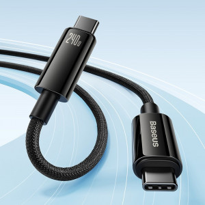 Кабел за зареждане и данни BASEUS Tungsten Gold USB Type C към USB Type C 480Mb/s 240W 1m CAWJ040101 черен - Img 4