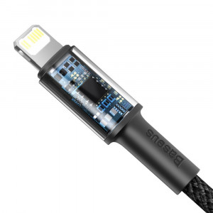 Кабел за зареждане и данни BASEUS USB Type C към Lightning с бързо зареждане Power Delivery 20 W 2m черен (CATLGD-A01) - Img 4