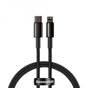 Кабел за зареждане и данни BASEUS USB Type C към Lightning Power Delivery с бързо зареждане 20 W 1m черен (CATLWJ-01) - Img 1