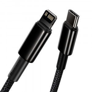 Кабел за зареждане и данни BASEUS USB Type C към Lightning Power Delivery с бързо зареждане 20 W 1m черен (CATLWJ-01) - Img 4