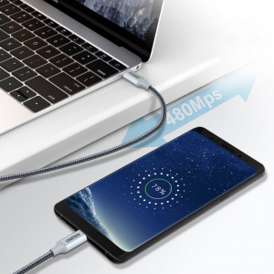 Кабел за зареждане и данни CHOETECH USB Type C към USB Type C Power Delivery 100W 1.8m сив - Img 4