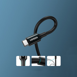 Кабел за зареждане и данни UGREEN US300 USB Type C към USB Type C 480Mb/s 5A 1m черен - Img 2