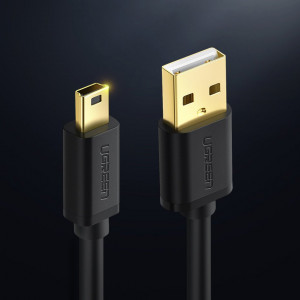 Кабел за зареждане и данни UGREEN USB Type A 2.0 към mini USB 5 Pin мъжко 1.5m черен - Img 2