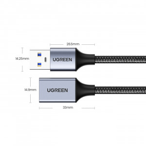 Кабел за зареждане и данни UGREEN USB Type A 3.0 5Gb/s 2m сив (US115) - Img 14