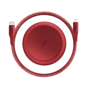 Кабел за зареждане и данни UNIQ MFi Halo USB Type C към Lightning 2.4A 18W 1.2m червен - Img 1