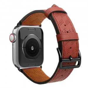 Каишка от естествена кожа Leather - Apple Watch 41mm Series 9 / 41mm Series 8 / 41mm Series 7 / 40mm Series 6 / 40mm SE / 40mm Series 5 / 40mm Series 4 / 38mm Series 3 / 38mm Series 2 / 38mm (1st gen) червен - Img 2