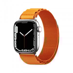 Каишка със стоманена закопчалка Alpine - Apple Watch 41mm Series 9 / 41mm Series 8 / 41mm Series 7 / 40mm Series 6 / 40mm SE / 40mm Series 5 / 40mm Series 4 / 38mm Series 3 / 38mm Series 2 / 38mm (1st gen) оранжев - Img 1