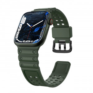 Каишка със стоманена закопчалка Triple Protection - Apple Watch 41mm Series 9 / 41mm Series 8 / 41mm Series 7 / 40mm Series 6 / 40mm SE / 40mm Series 5 / 40mm Series 4 / 38mm Series 3 / 38mm Series 2 / 38mm (1st gen) зелен - Img 1