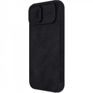 Калъф тип книга от еко кожа с подвижно покритие за камерата NILLKIN Qin Leather Pro - iPhone 14 Plus черен - Img 3