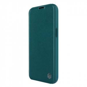 Калъф тип книга от еко кожа с подвижно покритие за камерата NILLKIN Qin Leather Pro - iPhone 14 Plus тъмнозелен - Img 6