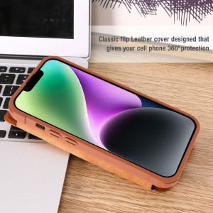 Калъф тип книга от еко кожа с подвижно покритие за камерата NILLKIN Qin Leather Pro - iPhone 14 Plus черен - Img 16