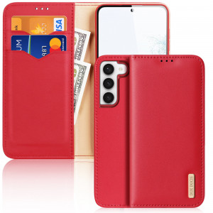 Калъф тип книга от естествена кожа DUX DUCIS Hivo със система против кражба - Samsung Galaxy S23+ червен - Img 1