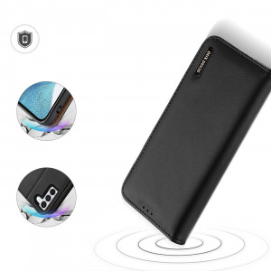 Калъф тип книга от естествена кожа DUX DUCIS Hivo със система против кражба - Samsung Galaxy S23+ черен - Img 4