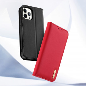 Калъф тип книга от естествена кожа DUX DUCIS Hivo със система против кражба - iPhone 14 Pro червен - Img 15