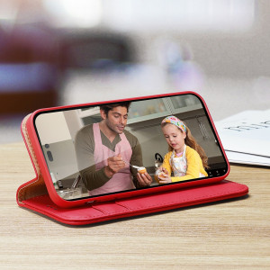 Калъф тип книга от естествена кожа DUX DUCIS Hivo със система против кражба - iPhone 14 Pro Max червен - Img 20