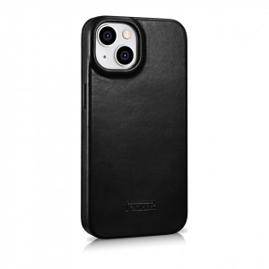 Калъф тип книга от естествена кожа iCARER CE Oil Wax Premium MagSafe - iPhone 14 Plus черен - Img 4