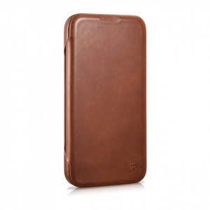 Калъф тип книга от естествена кожа iCARER CE Oil Wax Premium MagSafe - iPhone 14 Plus кафяв - Img 5