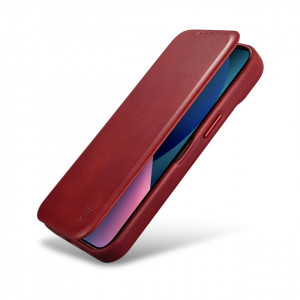 Калъф тип книга от естествена кожа iCARER CE Oil Wax Premium MagSafe - iPhone 14 Plus червен - Img 7