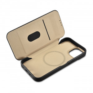 Калъф тип книга от естествена кожа iCARER CE Oil Wax Premium MagSafe - iPhone 14 Plus черен - Img 16