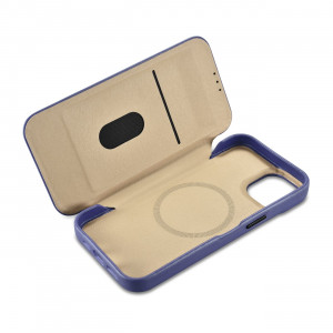 Калъф тип книга от естествена кожа iCARER CE Oil Wax Premium MagSafe - iPhone 14 Plus светлолилав - Img 16
