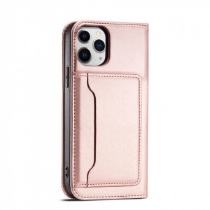 Калъф тип книга с външен джоб Magnet Card - iPhone 12 Pro Max розов - Img 4