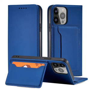 Калъф тип книга с външен джоб Magnet Card - iPhone 13 Pro син - Img 2