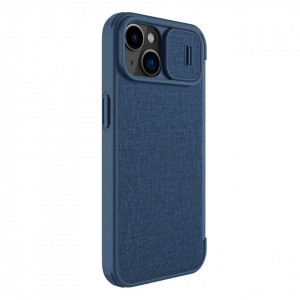 Калъф тип книга с подвижно покритие за камерата NILLKIN Qin Cloth Pro - iPhone 14 Plus син - Img 4