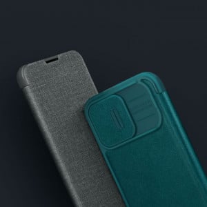 Калъф тип книга с подвижно покритие за камерата NILLKIN Qin Cloth Pro - iPhone 14 Pro син - Img 17