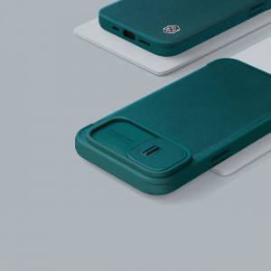 Калъф тип книга с подвижно покритие за камерата NILLKIN Qin Cloth Pro - iPhone 14 Plus син - Img 17